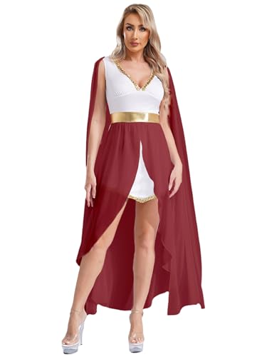 Eandarui Antikes Griechenland Kostüm Damen Festlich Römische Göttin Kleid Edles Partykleid Lang Toga Kleid Halloween Fastnacht Mottoparty Kostüm Burgundy 4XL Eandarui Antikes Griechenland Kostüm Damen Festlich Römische Göttin Kleid Edles Partykleid Lang Toga Kleid Halloween Fastnacht Mottoparty Kostüm Burgundy 4XL von Eandarui