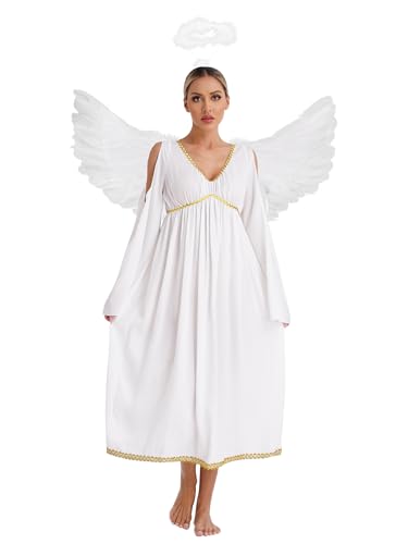 Eandarui Engel Kostüm Damen Weiß Mit Kleid Lang Feder Engelsflügel Heiligenschein Weihnachtsengel Kostüm Für Fasching Karneval Mottoparty Elfenbein XXL Eandarui Engel Kostüm Damen Weiß Mit Kleid Lang Feder Engelsflügel Heiligenschein Weihnachtsengel Kostüm Für Fasching Karneval Mottoparty Elfenbein XXL von Eandarui