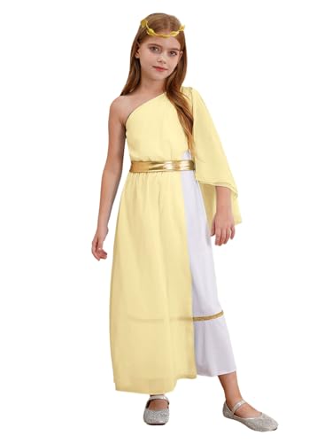 Eandarui Griechische Göttin Kostüm Kinder Mädchen Römerin Toga Kleid Ein Schulter Eldes Maxikleid Mit Gold Lorbeerkranz Cosplay Outfit Gelb 158-164 Eandarui Griechische Göttin Kostüm Kinder Mädchen Römerin Toga Kleid Ein Schulter Eldes Maxikleid Mit Gold Lorbeerkranz Cosplay Outfit Gelb 158-164 von Eandarui