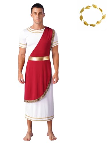 Eandarui Griechischer Gott Kostüm Herren Römische Toga Kurzarm Tunika Gewand Kleid Antikes Griechenland Kostüm Faschingkostüm Burgundy 3XL Eandarui Griechischer Gott Kostüm Herren Römische Toga Kurzarm Tunika Gewand Kleid Antikes Griechenland Kostüm Faschingkostüm Burgundy 3XL von Eandarui