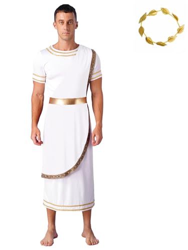 Eandarui Griechischer Gott Kostüm Herren Römische Toga Kurzarm Tunika Gewand Kleid Antikes Griechenland Kostüm Faschingkostüm Weiß 3XL Eandarui Griechischer Gott Kostüm Herren Römische Toga Kurzarm Tunika Gewand Kleid Antikes Griechenland Kostüm Faschingkostüm Weiß 3XL von Eandarui