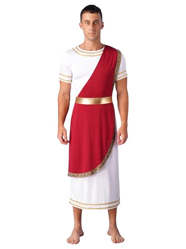 Eandarui Herren Römische Toga Griechischer Gott Kostüm Kurzarm Toga Kleid Tunika Kleid Römer Cäsar Kostüm Für Fasching Karneval Mottoparty Burgundy XXL Eandarui Herren Römische Toga Griechischer Gott Kostüm Kurzarm Toga Kleid Tunika Kleid Römer Cäsar Kostüm Für Fasching Karneval Mottoparty Burgundy XXL von Eandarui