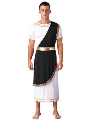 Eandarui Herren Römische Toga Griechischer Gott Kostüm Kurzarm Toga Kleid Tunika Kleid Römer Cäsar Kostüm Für Fasching Karneval Mottoparty Schwarz XXL Eandarui Herren Römische Toga Griechischer Gott Kostüm Kurzarm Toga Kleid Tunika Kleid Römer Cäsar Kostüm Für Fasching Karneval Mottoparty Schwarz XXL von Eandarui
