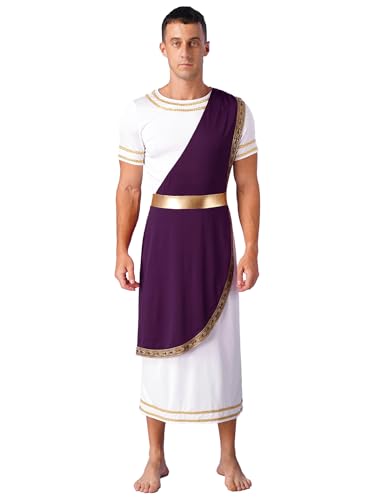 Eandarui Herren Römische Toga Griechischer Gott Kostüm Kurzarm Toga Kleid Tunika Kleid Römer Cäsar Kostüm Für Fasching Karneval Mottoparty Violett XXL Eandarui Herren Römische Toga Griechischer Gott Kostüm Kurzarm Toga Kleid Tunika Kleid Römer Cäsar Kostüm Für Fasching Karneval Mottoparty Violett XXL von Eandarui
