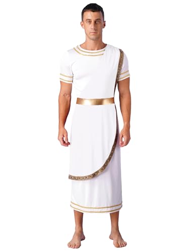 Eandarui Herren Römische Toga Griechischer Gott Kostüm Kurzarm Toga Kleid Tunika Kleid Römer Cäsar Kostüm Für Fasching Karneval Mottoparty Weiß XXL Eandarui Herren Römische Toga Griechischer Gott Kostüm Kurzarm Toga Kleid Tunika Kleid Römer Cäsar Kostüm Für Fasching Karneval Mottoparty Weiß XXL von Eandarui