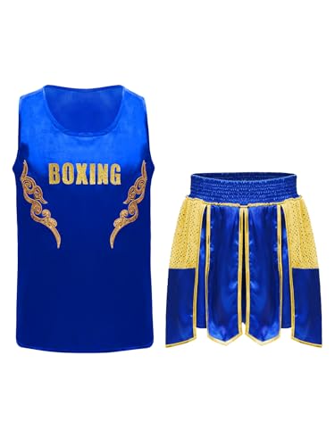 Eandarui Kinder Junge MMA Anzug Satin Kickboxer Oberteil Ärmellos Tank Top Mit Muay Thai Shorts Trainingshose BJJ Kampsport Trainingsanzug Blau 170 Eandarui Kinder Junge MMA Anzug Satin Kickboxer Oberteil Ärmellos Tank Top Mit Muay Thai Shorts Trainingshose BJJ Kampsport Trainingsanzug Blau 170 von Eandarui