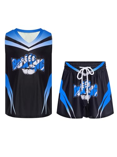 Eandarui Kinder Junge MMA Anzug Satin Kickboxer Oberteil Ärmellos Tank Top Mit Muay Thai Shorts Trainingshose BJJ Kampsport Trainingsanzug Hellblau B 170 Eandarui Kinder Junge MMA Anzug Satin Kickboxer Oberteil Ärmellos Tank Top Mit Muay Thai Shorts Trainingshose BJJ Kampsport Trainingsanzug Hellblau B 170 von Eandarui