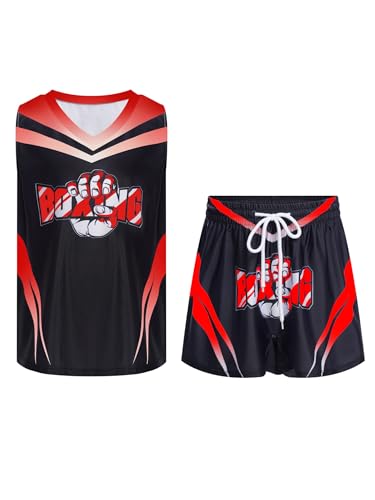 Eandarui Kinder Junge MMA Anzug Satin Kickboxer Oberteil Ärmellos Tank Top Mit Muay Thai Shorts Trainingshose BJJ Kampsport Trainingsanzug Rot B 146-152 Eandarui Kinder Junge MMA Anzug Satin Kickboxer Oberteil Ärmellos Tank Top Mit Muay Thai Shorts Trainingshose BJJ Kampsport Trainingsanzug Rot B 146-152 von Eandarui
