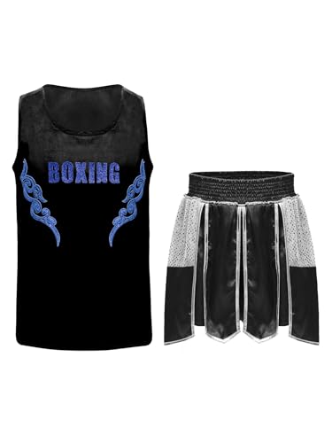 Eandarui Kinder Junge MMA Anzug Satin Kickboxer Oberteil Ärmellos Tank Top Mit Muay Thai Shorts Trainingshose BJJ Kampsport Trainingsanzug Schwarz 158-164 Eandarui Kinder Junge MMA Anzug Satin Kickboxer Oberteil Ärmellos Tank Top Mit Muay Thai Shorts Trainingshose BJJ Kampsport Trainingsanzug Schwarz 158-164 von Eandarui