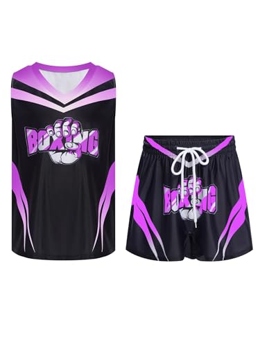 Eandarui Kinder Junge MMA Anzug Satin Kickboxer Oberteil Ärmellos Tank Top Mit Muay Thai Shorts Trainingshose BJJ Kampsport Trainingsanzug Violett B 170 Eandarui Kinder Junge MMA Anzug Satin Kickboxer Oberteil Ärmellos Tank Top Mit Muay Thai Shorts Trainingshose BJJ Kampsport Trainingsanzug Violett B 170 von Eandarui
