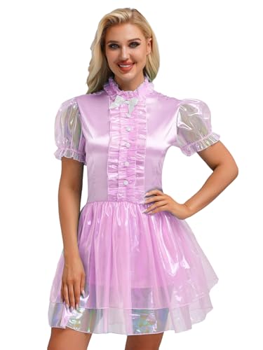 Eandarui Organza Kleid Damen Metallic Glitzer Partykleid Transparent Rüschen Minikleid A Linien Tanzkleid Dienstmädchen Cosplay Kostüm Gr. S-3XL Violett S Eandarui Organza Kleid Damen Metallic Glitzer Partykleid Transparent Rüschen Minikleid A Linien Tanzkleid Dienstmädchen Cosplay Kostüm Gr. S-3XL Violett S von Eandarui