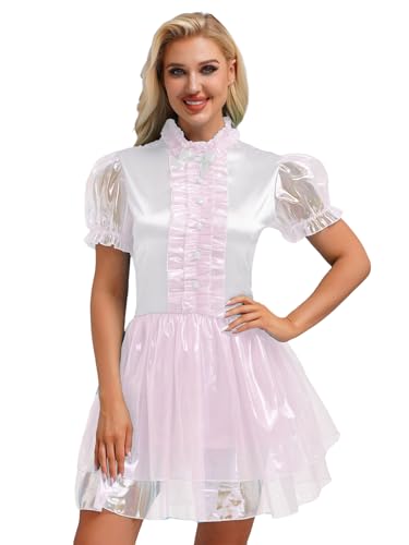 Eandarui Organza Kleid Damen Metallic Glitzer Partykleid Transparent Rüschen Minikleid A Linien Tanzkleid Dienstmädchen Cosplay Kostüm Gr. S-3XL Weiß S Eandarui Organza Kleid Damen Metallic Glitzer Partykleid Transparent Rüschen Minikleid A Linien Tanzkleid Dienstmädchen Cosplay Kostüm Gr. S-3XL Weiß S von Eandarui