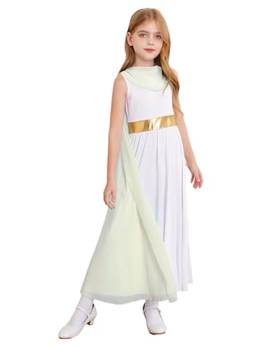 Eandarui Römische Griechische Göttin Karneval Kostüm Kleid Verkleidung Mit Zweigeteilter Tüll Umhang Für Kinder Mädchen Sekt 122-128 von Eandarui