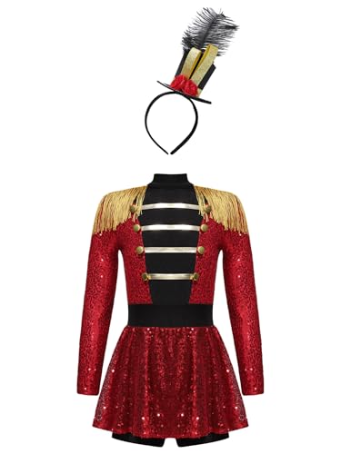 Eandarui Zirkus Artisten Kostüm Kinder Mädchen Dompteurin Kleid Pailletten Glitzer Overall Fransen Quasten Jumpsuit Mit Hut Für Fasching Karneval Rot 158-164 Eandarui Zirkus Artisten Kostüm Kinder Mädchen Dompteurin Kleid Pailletten Glitzer Overall Fransen Quasten Jumpsuit Mit Hut Für Fasching Karneval Rot 158-164 von Eandarui
