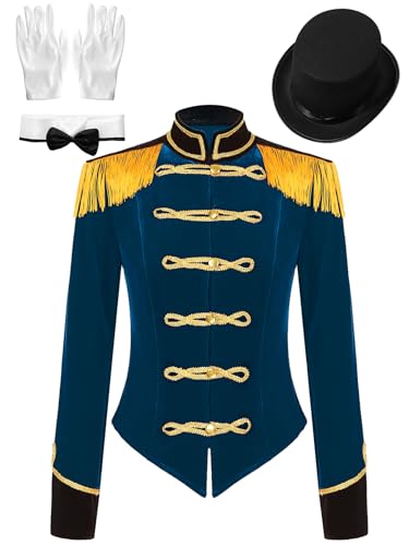 Eandarui Zirkus Direktor Jacke Damen Langarm Blazer Jacke Kurz Samt Mantel Fransen Quasten Garde Uniform Mit Schleife Handschuhe Hut Faschingkostüm Dunkelblau XXL Eandarui Zirkus Direktor Jacke Damen Langarm Blazer Jacke Kurz Samt Mantel Fransen Quasten Garde Uniform Mit Schleife Handschuhe Hut Faschingkostüm Dunkelblau XXL von Eandarui