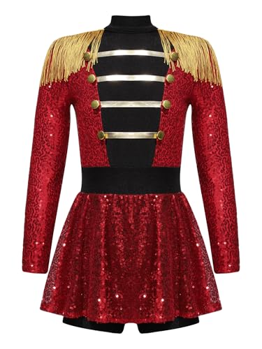 Eandarui Zirkus Direktor Kostüm Kinder Mädchen Ringmaster Uniform Pailletten Overall Langarm Quasten Jumpsuit Kurz Tanzanzug Für Fasching Karneval Rot 122-128 Eandarui Zirkus Direktor Kostüm Kinder Mädchen Ringmaster Uniform Pailletten Overall Langarm Quasten Jumpsuit Kurz Tanzanzug Für Fasching Karneval Rot 122-128 von Eandarui