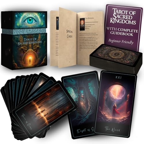 Earth Moon Magick The Tarot of Sacred Kingdoms Tarotkarten - 78 Karten Tarot-Deck mit Ratgeber - Orakelkarten für spirituelle und Schattenarbeit, perfekt für Anfänger - Recyceltes und hochwertiges von Earth Moon Magick