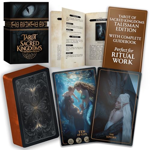 Earth Moon Magick The Tarot of Sacred Kingdoms Talisman Edition - 78 Karten Tarot-Deck mit Ratgeber - Orakelkarten für spirituelle und Schattenarbeit, perfekt für Anfänger von Earth Moon Magick