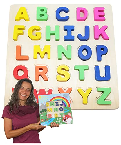 EasY FoxY ToY Alphabet ABC Holzpuzzle Grosse Bunte Buchstaben Kinder Holzspielzeug Ab 3 Jahre; Spielzeug Für Spielerisches Lernen des ABC; Geschenk für Mädchen Jungen; Pädagogisches Spiel von EasY FoxY ToY