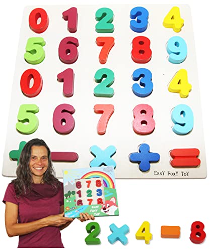 EasY FoxY ToY Zahlen-Holzpuzzle Grosse Nummern 0-9, Holzspielzeug für Spielerisches Lernen von Zahlen, Motorikspielzeug ab 3 Jahre Rahmenpuzzle Geschenk für Kinder, Kinderpuzzle von EasY FoxY ToY