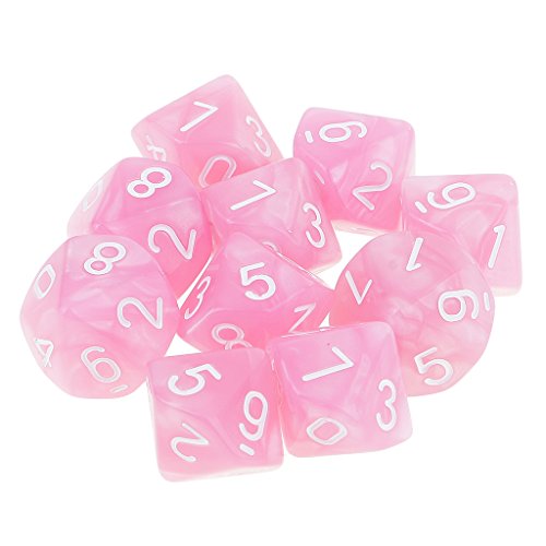 Easnea 10 polyedrische Würfel D10 für RPG MTG, Pink, 10 Stück von Easnea