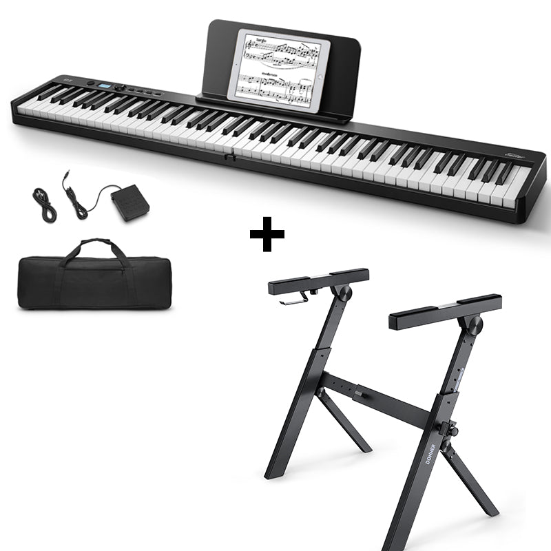 Eastar EP-10 Faltbares Digitalpiano mit 88 halbgewichteten Tasten Bluetooth-Unterstützung - Digitalpiano + Keyboardständer von Eastar