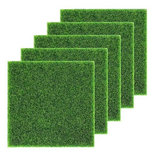 Eastrise 15 x 15 cm Kunstrasenmatte – langlebiger, ungiftiger Kunstrasen mit realistischem Design für Mini-Garten, Puppenhaus und Heimdekoration (5 Stück/15 x 15 cm) von Eastrise