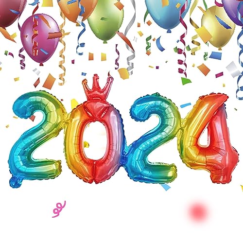 2024 Gold-Zahlenballons, 16 Zoll Abschlussballons Gold Silber Roségold, Folienballons mit der Zahl 2024 als Partyzubehör für Silvester Eastuy von Eastuy