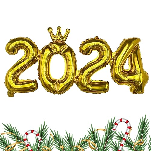 2024 Luftballons - 16 Zoll Abschlussballons Gold Silber Roségold,Folienballons mit der Zahl 2024 als Partyzubehör für Silvester Eastuy von Eastuy