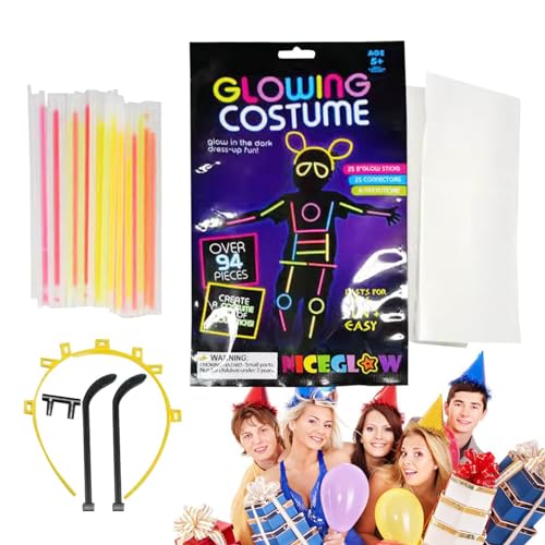 Eastuy Glowing Sticks Bulk Party Pack,Glowing Sticks Party Pack - Mehrfarbige, leuchtende Spielzeug-Partygeschenke,Highlight DIY-Kostüm, das im Dunkeln leuchtet, für Kinder und Erwachsene von Eastuy