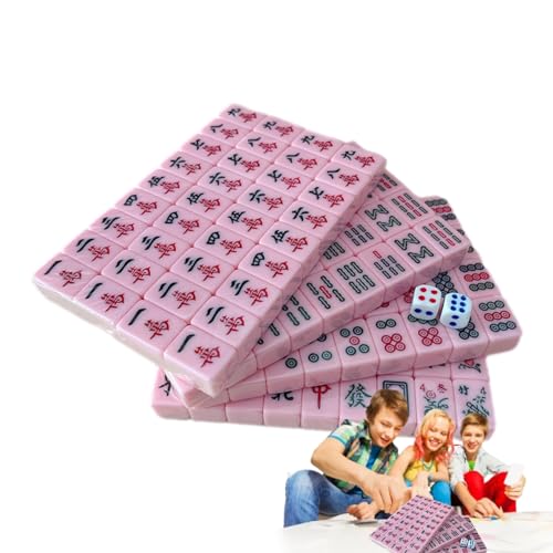 Eastuy Mahjong-Steinset, Mahjong-Spielset - Leichte tragbare Mahjong-Sets mit klarer Gravur | Reisezubehör, Legespiel Mini für Ausflüge, Schulen, Häuser, Reisen von Eastuy