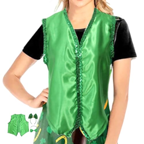 Eastuy St. Patrick's Day Kostümset, St. Patricks Day Kostüm Outfit | St. Patricks Day Weste | Feiertagsparty-Outfit für Partyzubehör und St. Patrick's Day-Dekorationen von Eastuy