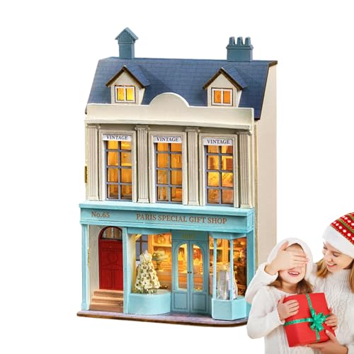 Miniatur-Puppenhaus-Bausatz, DIY Miniatur-Haus-Bausatz - DIY aufklappbares Puppenhaus aus Holz mit LED,DIY Mini-Puppenhaus-Möbelset, Geschenke für Familienfreunde Eastuy von Eastuy