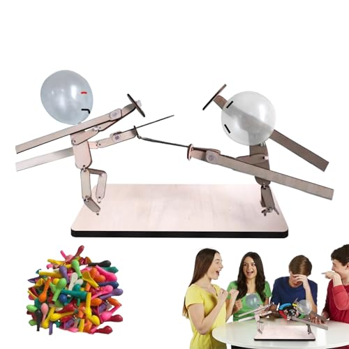 Wooden Fencing Puppets, Balloon Bamboo Man Battle Mit 20 Ballnoons, 2024 New Handmade Holz Bots Kampfspiel, Tabletop Spiele Für 2 Spieler, Lustig Und Aufregend von Eastuy