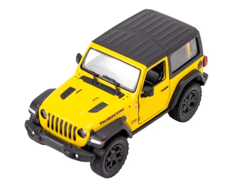 Easy Toys Modellauto Kompatibel mit Kinsmart Jeep Wrangler 2018 Offroad Spielzeug Leiter Tür Öffnen Auto Modellbau (Gelb) von Easy Toys