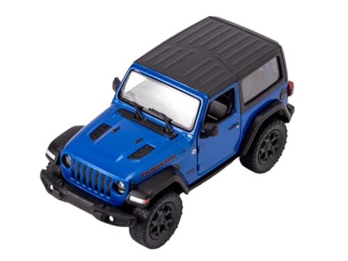 Easy Toys Modellauto Kompatibel mit Kinsmart Jeep Wrangler 2018 Offroad Spielzeug Treppe Türen Öffnen Auto Modellbau (Blau) von Easy Toys