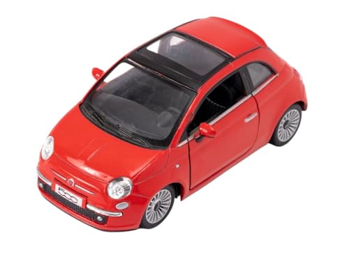 Easy Toys Modellauto kompatibel mit FIAT 500 2007. Maßstabsgetreues Spielzeugauto mit zu öffnenden Türen. Automodellierung. (Rot) von Easy Toys
