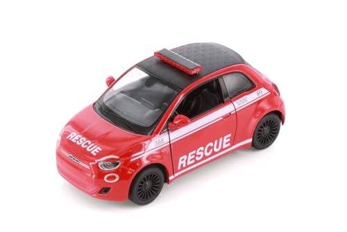 Easy Toys Modellauto kompatibel mit FIAT 500e Polizei und Feuerwehr. Maßstabsgetreues Spielzeugauto mit zu öffnenden Türen. Automodellierung. (Feuerwehr) von Easy Toys