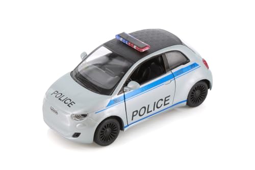 Easy Toys Modellauto kompatibel mit FIAT 500e Polizei und Feuerwehr. Maßstabsgetreues Spielzeugauto mit zu öffnenden Türen. Automodellierung. (Polizei) von Easy Toys