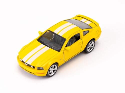 Easy Toys Modellauto kompatibel mit Ford Mustang GT 2006. Maßstabsgetreues Spielzeugauto mit zu öffnenden Türen. Automodellierung. (Gelb) von Easy Toys
