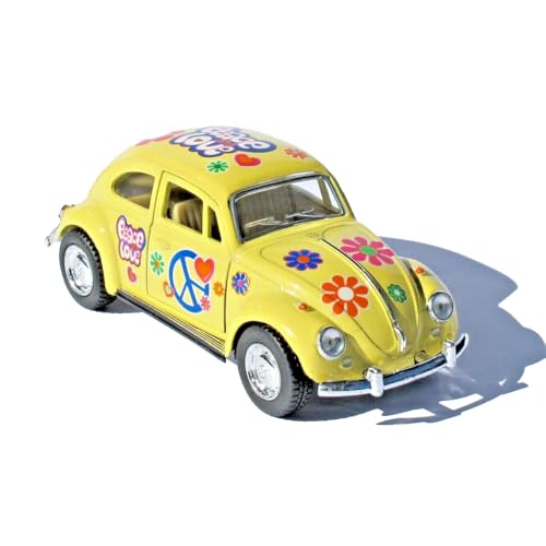 Easy Toys Modellauto kompatibel mit Hippie Volkswagen Classic Beetle. Maßstabsgetreues Spielzeugauto mit zu öffnenden Türen. Automodellierung. (Gelb) von Easy Toys