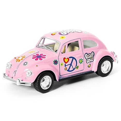 Easy Toys Modellauto kompatibel mit Hippie Volkswagen Classic Beetle. Maßstabsgetreues Spielzeugauto mit zu öffnenden Türen. Automodellierung. (Rose) von Easy Toys