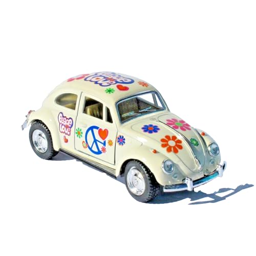 Easy Toys Modellauto kompatibel mit Hippie Volkswagen Classic Beetle. Maßstabsgetreues Spielzeugauto mit zu öffnenden Türen. Automodellierung. (Weiß) von Easy Toys