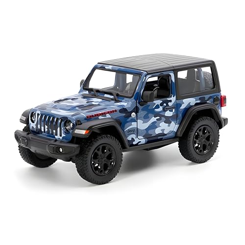 Easy Toys Modellauto kompatibel mit Jeep Wrangler Militär - Offroad Armee Spielzeug im Maßstab mit Türen zum Öffnen - Modellauto (Camo Blu) von Easy Toys