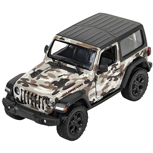 Easy Toys Modellauto kompatibel mit Jeep Wrangler Militär - Offroad Armee Spielzeug im Maßstab mit Türen zum Öffnen - Modellauto (Camo Braun) von Easy Toys