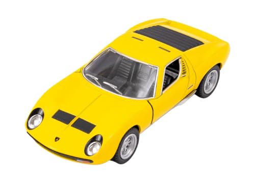 Easy Toys Modellauto kompatibel mit Lamborghini Miura P400 SV. Maßstabsgetreues Spielzeugauto mit zu öffnenden Türen. Automodellierung. (Gelb) von Easy Toys