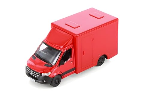 Easy Toys Modellauto kompatibel mit Mercedes Sprinter – maßstabsgetreuer Spielzeug-LKW mit Türen zum Öffnen – Modellauto (Rot) von Easy Toys