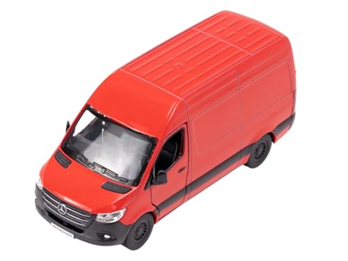 Easy Toys Modellauto kompatibel mit Mercedes Sprinter. Maßstabsgetreuer Spielzeugtransporter mit aufklappbaren Türen. Automodellierung. (Sprinter Rot) von Easy Toys