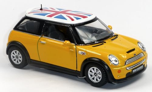 Easy Toys Modellauto kompatibel mit Mini Cooper S UK. Maßstabsgetreues Spielzeugauto mit zu öffnenden Türen. Automodellierung. (UK Gelb) von Easy Toys