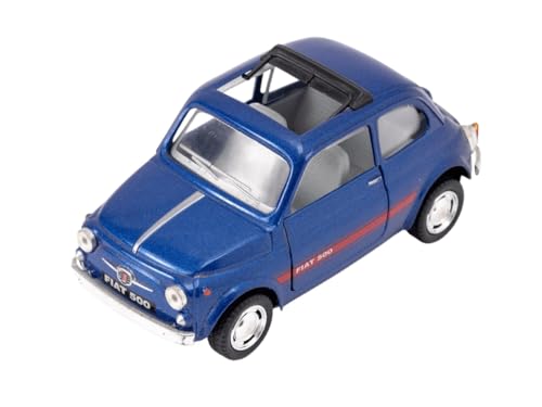 Easy Toys Modellauto kompatibel mit Vintage FIAT 500. Maßstabsgetreues Spielzeugauto mit zu öffnenden Türen. Automodellierung. (500c Blau) von Easy Toys